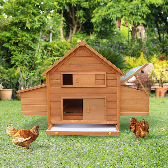 Pawhut Wooden Poultry Coop 2-Level L1.6 x W1.07 x H0.98m