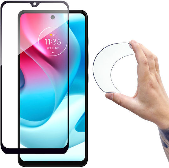 Hurtel Flexi Nano Full Face Tempered Glass Μαύρο (Moto G60s (Motorola))