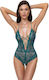 Cottelli Collection Sexy Bodysuit mit Spitze Offener Schritt Grün Blau