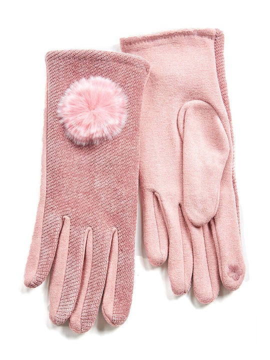 Verde Ροζ Γυναικεία Γάντια Αφής με Γούνα