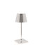 Zafferano Polinda Mini Metall Tischlampe LED mit Silber Schirm und Basis