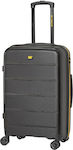 CAT Nested Medium Travel Suitcase Hard Black with 4 Wheels Height 60cm.