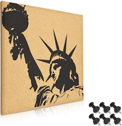 Navaris Cork Notice Board Statue of Liberty 40x40cm