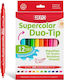 +Efo Supercolor Duo-Tip Μαρκαδόροι Ζωγραφικής Λεπτοί, με Διπλή Μύτη Σετ 12 χρώματα