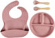 Beboulino Feeding Set made of Silicone with Non-Slip Base Pink 4pcs for 6+ months
