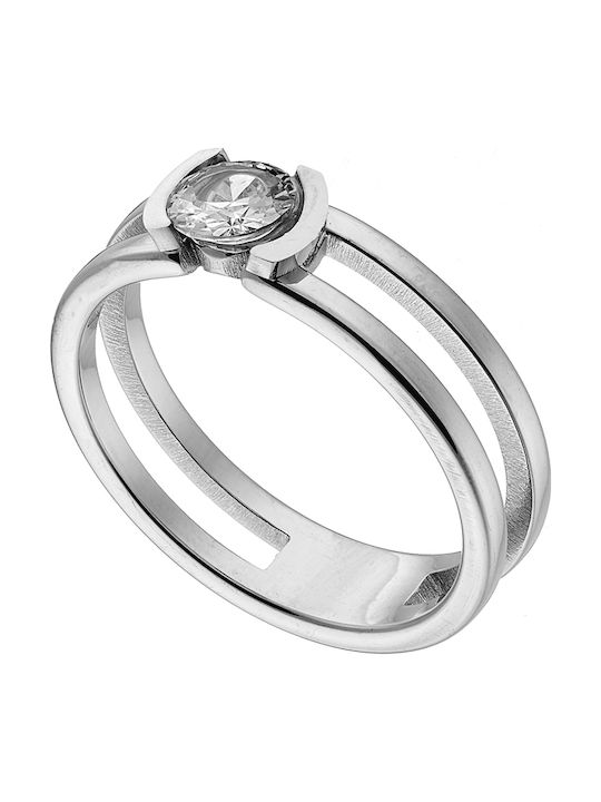 Oxzen Damen Ring mit Zirkonia aus Stahl Vergoldet