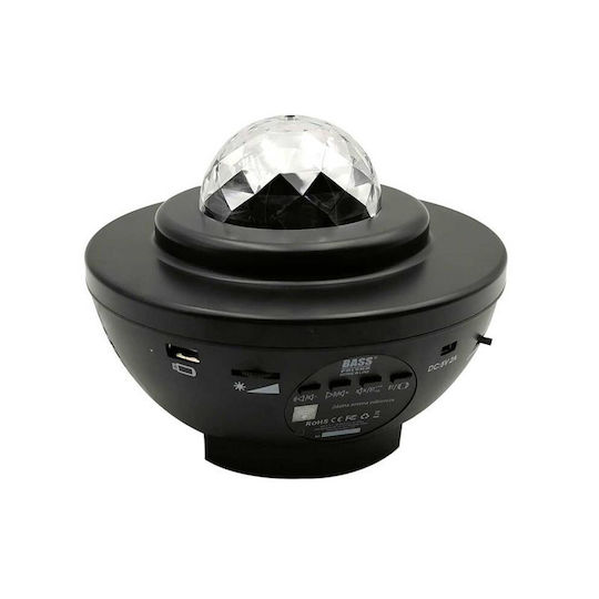 Bass Polska Led Παιδικό Φωτιστικό Projector με Προβολή Αστεριών με Εναλλαγές Χρωματισμών Μαύρο 16.2x16.2x13εκ.