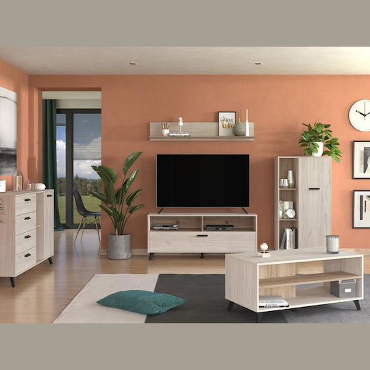 Umbria POP Επιδαπέδια Βιτρίνα από Μοριοσανίδα Grey Oak / Λευκό 67.5x33x130.5cm 11011881