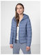 Women's for Hiking Short Puffer Jacket for Winter with Hood Blue