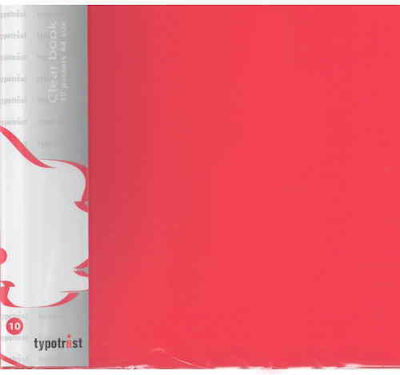 Typotrust Clipboard Flexible with 10 plastic sleeves Slides for Paper A4 Red 1pcs FP10010-02