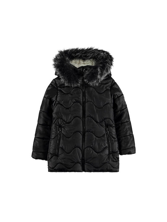 Kids jacket with hood and lining black for girls (10-14 years old)