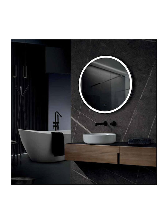 Imex Paris Oglindă de Baie Rotundă Lumini LED Atingere 60x60cm Negru