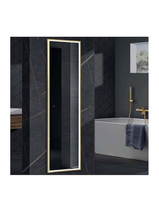 Imex New York Rectangular Bathroom Mirror Led Touch made of Metal 40x160cm Gold