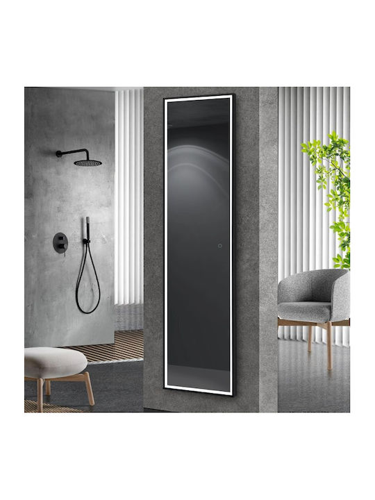 Imex New York Rechteckiger Badezimmerspiegel LED Berührung aus Metall 40x160cm Schwarz