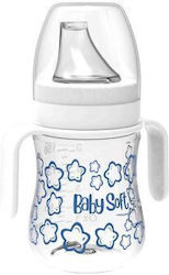 BabySoft Πλαστικό Μπιμπερό με Θηλή Σιλικόνης 150ml για 6+ μηνών Λευκά Μπλε Αστεράκια