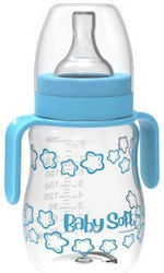 BabySoft Πλαστικό Μπιμπερό με Θηλή Σιλικόνης 250ml για 6+ μηνών Μπλε Αστεράκια