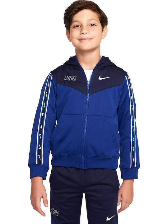 Αθλητική Παιδική Ζακέτα Φούτερ Dri-Fit Βαμβακερή με Κουκούλα Μπλε Sportswear