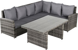 Outdoor Dinning Room Set with Pillows Γκρι 3pcs