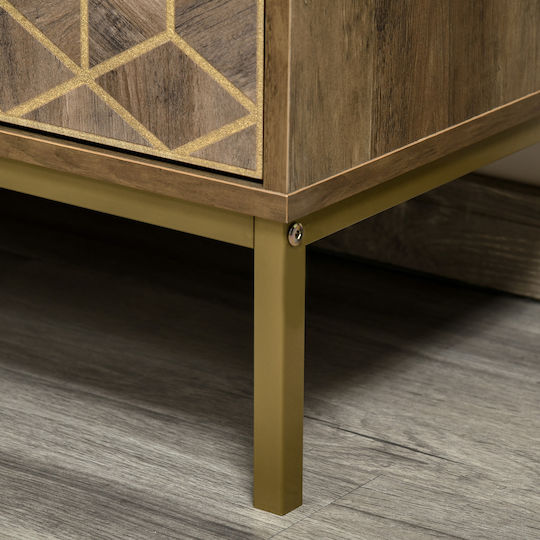 Sideboard Wooden Brown / Gold 99x39x75.5cm