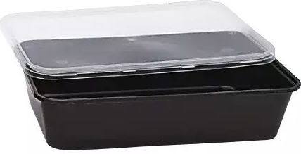 Recipient de plastic de unică folosință cu Capac Detașabil și Capacitate 750ml Negru 3buc