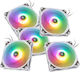 Bitspower Notos Case Fans 120mm (1800rpm) with RGB Lighting and 4-Pin PWM Connection Pack of 5 White
