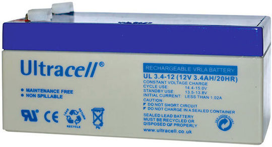 Ultracell UL 3.4-12 Μπαταρία UPS με Χωρητικότητα 3.4Ah και Τάση 12V