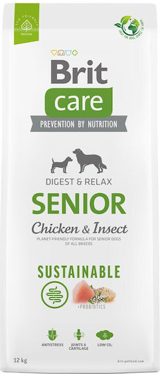 Brit Care Digest & Relax Senior 12kg Hrană Uscată fără Gluten pentru Câini Seniori cu Pui