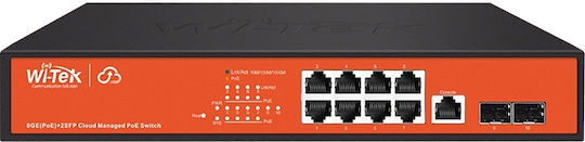 Wi-Tek WI-PCMS310GF Managed L2 PoE+ Switch with 8 Gigabit (1Gbps) Ethernet Ports and 2 SFP Ports