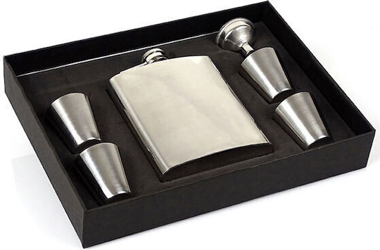 Hip Flask Hip Flask Комплект манерки Неръждаема стомана с чашка за шотове и фуния Сребрист 210мл