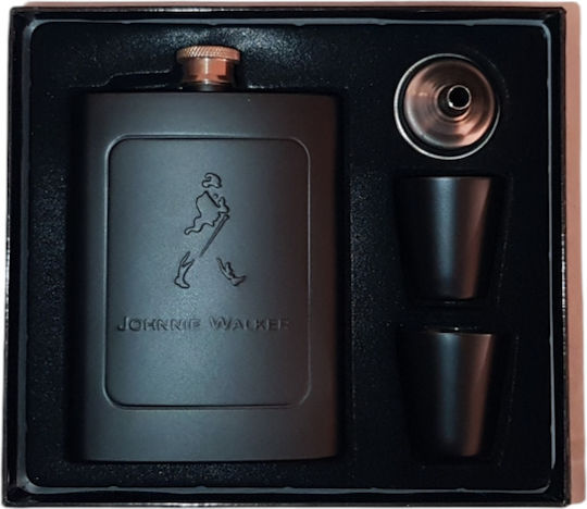 Johnnie Walker Set Sticlă Oțel inoxidabil cu Pahare de Shot & Pâlnie Negru 236ml