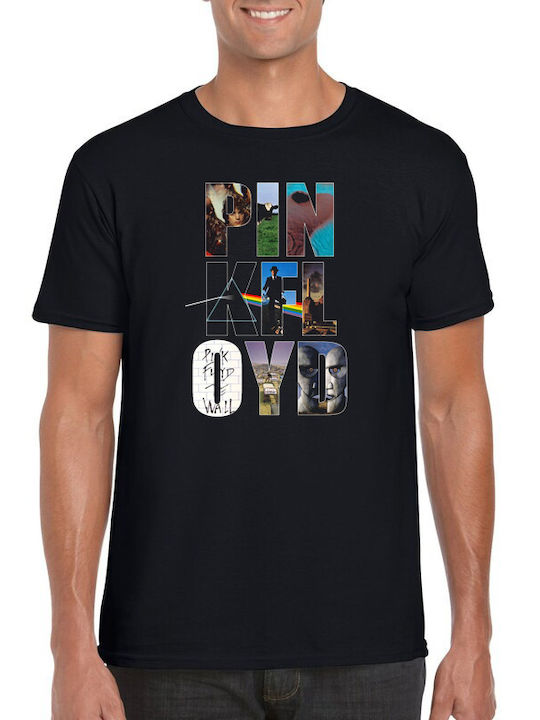 Pegasus Logo Album Covers Letters T-shirt Pink Floyd Black