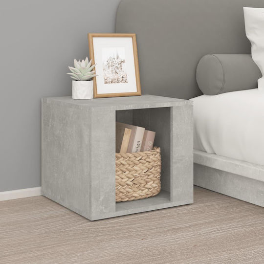 Wooden Bedside Table Γκρι Σκυροδέματος 41x40x36cm