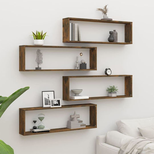 Smoked Oak Wall Shelves (4 Pieces) 100x15x30cm