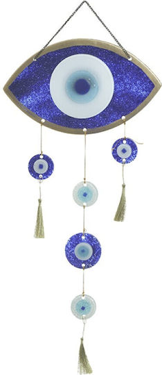 Inart Hanging Wall Decor Eye Blue Made of Glass 30x2x75cm