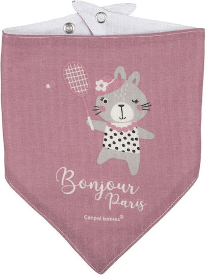 Canpol Babies Bonjour Paris Bib Fabric with Lace Band Pink 2pcs