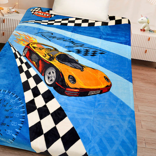 Lino Home Blanket Velvet Rally Fast Blue 160x220cm