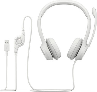 Logitech H390 On Ear Multimedia Headphone with Microphone USB-A White