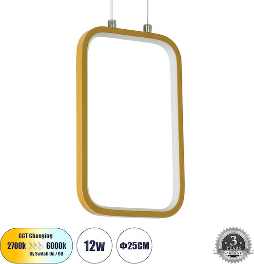 GloboStar Deroba Deckenleuchte Gold LED mit Verstellbarem Weißlicht 16x25.5x25.5cm