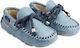 Babywalker Baptism Leather Moccasins Light Blue