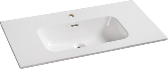 Ceramita MT 90 Επιτοίχιος Κρεμαστός Νιπτήρας Πορσελάνης 90x46x18cm Λευκός
