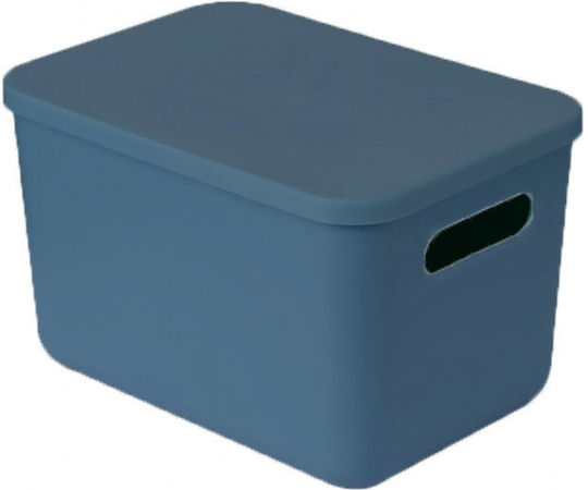 Lalos Kunststoff Aufbewahrungsbox mit Deckel Blau 37x26.5x24.3cm 1Stück