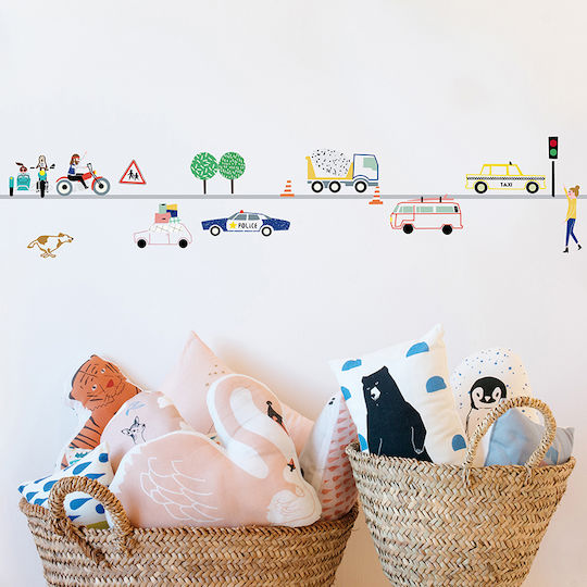 Mimi'lou Kinder Wandsticker Wand Wandbordüre Traffic 500cm