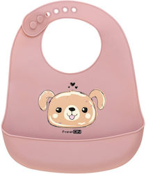FreeOn Waterproof Silicone Baby Bib with Button and Pocket Pink