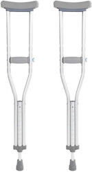 Media Wave Aluminium Axillary Crutches with Adjustable Height 112.5 - 140cm Silver 2 Pieces