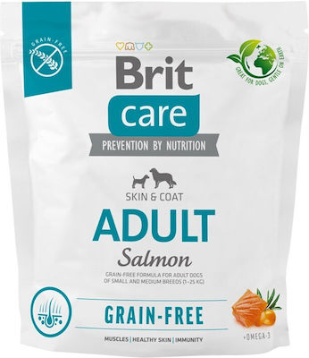 Brit Care Skin & Coat Adult 1kg Dry Food for Dogs with Salmon