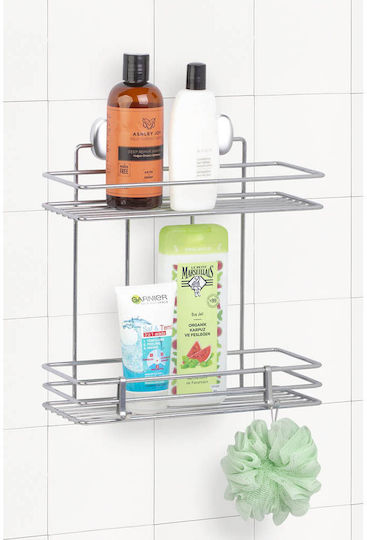 Ankor Wall Mounted Bathroom Shelf Metallic with 2 Shelves 30x13x30cm Silver