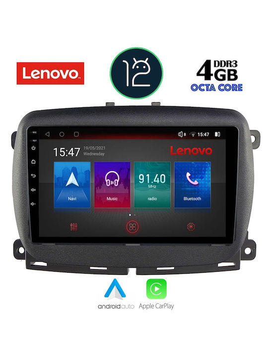 Lenovo Sistem Audio Auto pentru Fiat 500 2016+ (Bluetooth/USB/AUX/WiFi/GPS/Partitură) cu Ecran Tactil 9"