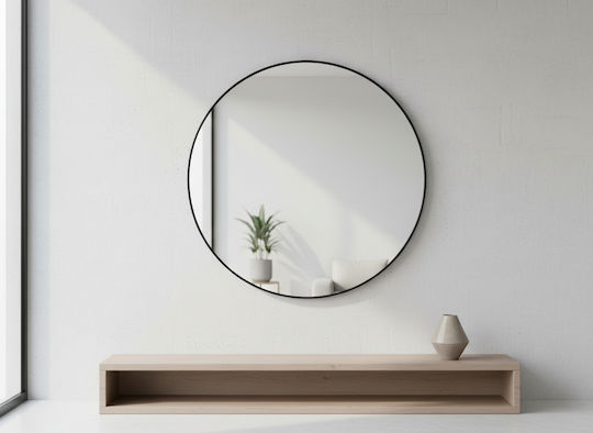 Zaros Wall Mirror with Black Frame Diameter 75cm 1pcs