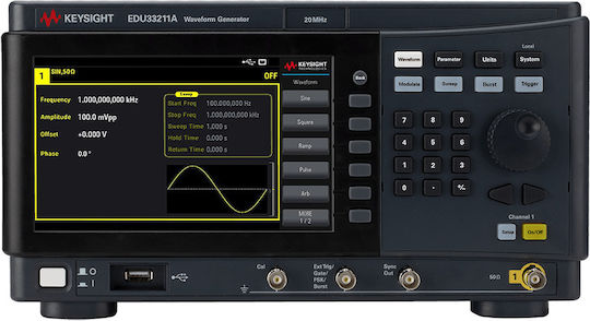 Keysight EDU33211A Palpograf și Generator de Frecvențe de Bancă 20MHz cu 1 Canal Analogic și Ecran de 8"
