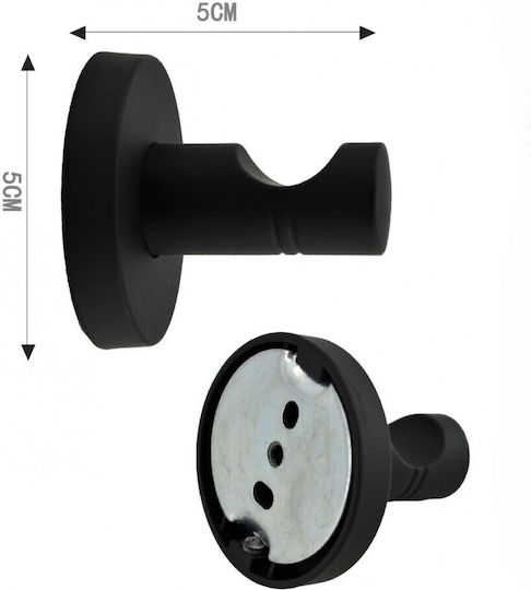 Single Bathroom Hook With Screws 6x6cm Black